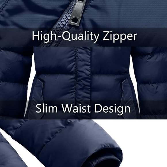 Women's Winter Down Thicken Jacket Puffer Parka Coat with Removable Fur Hood - Picture 7 of 7